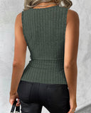 Overlap Buttoned Ribbed Tank Top