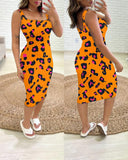 Leopard Print Sleeveless Bodycon Dress
