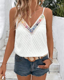 Floral Embroidery Chevron Pattern Tank Top