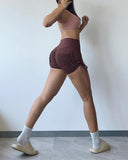 Ruched Drawstring High Waist Active Shorts