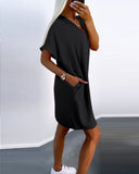 Pocket Design V Neck Casual Dress