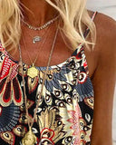 Peacock Feather Print Flowy Cami Top