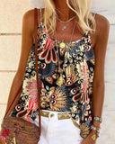Peacock Feather Print Flowy Cami Top