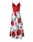 Floral Print Knotted Front Button Design Maxi Dress