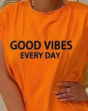 Good Vibes Every Day Print Casual Dress