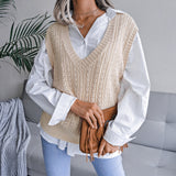 cable knit openwork sweater vest