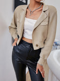 lapel collar cropped knit jacket