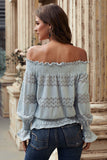 off shoulder ruffle long sleeve blouse