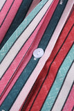 multicolor striped short sleeve blouse
