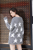 star print distressed sweater