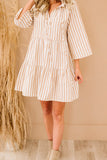 but first coffee striped tie neck tiered dress