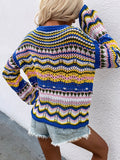 chevron stripes openwork sweater