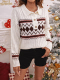 fair isle cable knit collared sweater
