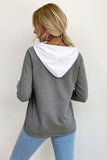 chevron color block hoodie with lace trim