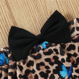 girls leopard butterfly print tee and skirt set