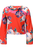 floral flare sleeve blouse