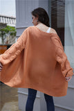 ribbed trim lantern sleeve longline cardigan