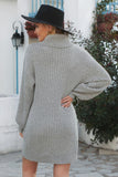turtleneck balloon sleeve sweater dress