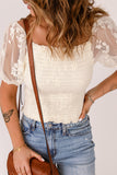 lace sleeve smocked top