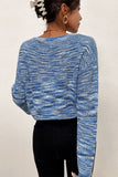 heathered cropped long sleeve sweater