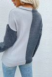 color block spliced long sleeve sweater