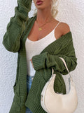 cable knit open front cardigan with pockets