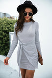 self knotted ruched overlap dress