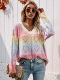 gradient stripes v neck pullover sweater