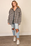 timing plaid button down collared oversized shacket