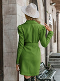 double breasted belted puff sleeve blazer dress