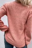 eyelet knit bishop sleeve sweater