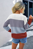 block color round neck sweater