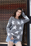 star print distressed sweater