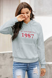 letter number embroidered graphic hoodie