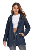 snap zipper front hoodie raincoat