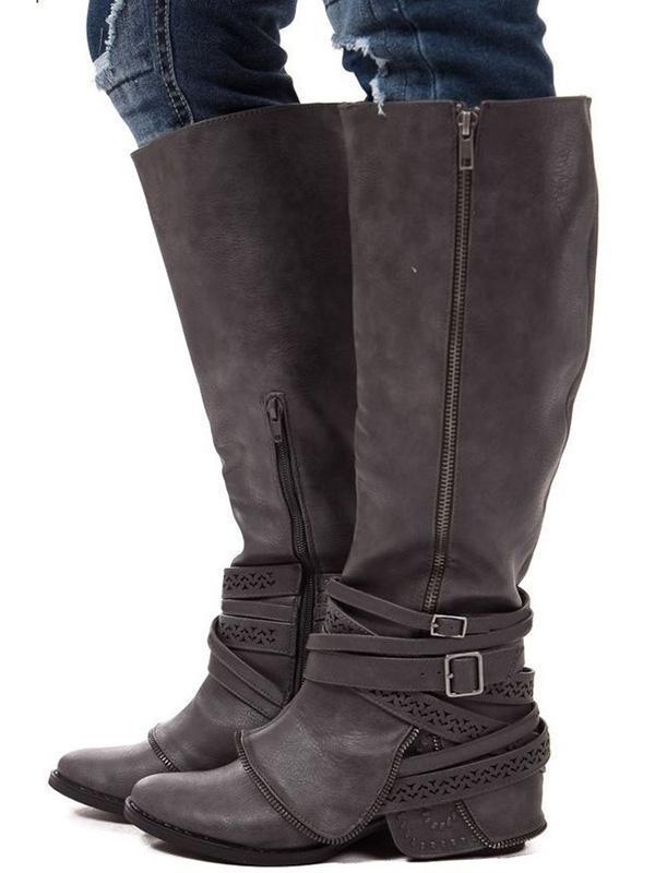 Fashion Thigh-high Bandage Low-heel Zipper Boots Shoes – mybestLuck