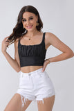 sleeveless ruched bust crop top