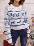 fair isle christmas print crewneck sweater