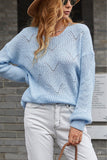 openwork long sleeve pullover sweater
