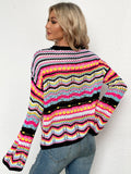 chevron stripes openwork sweater