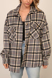 timing plaid button down collared oversized shacket