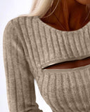 Round Neck Zipper Design Knit Top