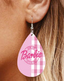 1Pair Come On Barbie Let's Go Party Plaid Waterdrop Earrings