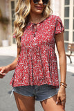 ditsy floral tie neck babydoll blouse