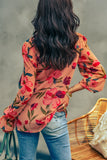 floral frill trim flounce sleeve shirt