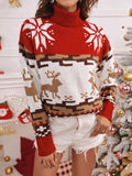 christmas print turtleneck sweater
