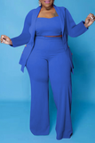 Casual Solid Split Joint Plus Size Two Pieces