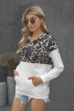 contrast leopard quarter zip pullover