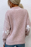 clover print mock neck sweater