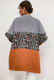 leopard print color block dropped shoulder cardigan